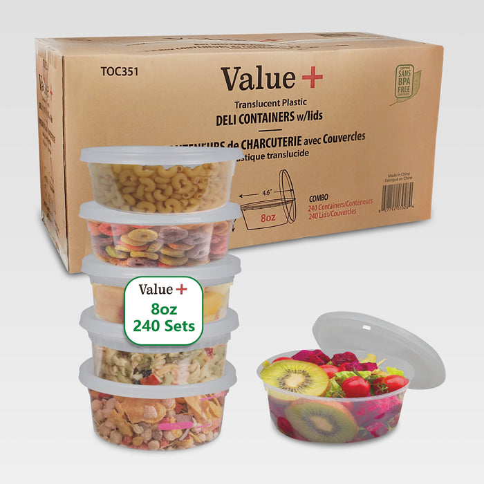 Value+ - 8oz Round Deli Container w/Lids