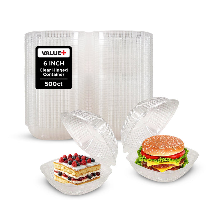 Value+ - Dual Lock - 6in Clear Hinged Containers - CV661