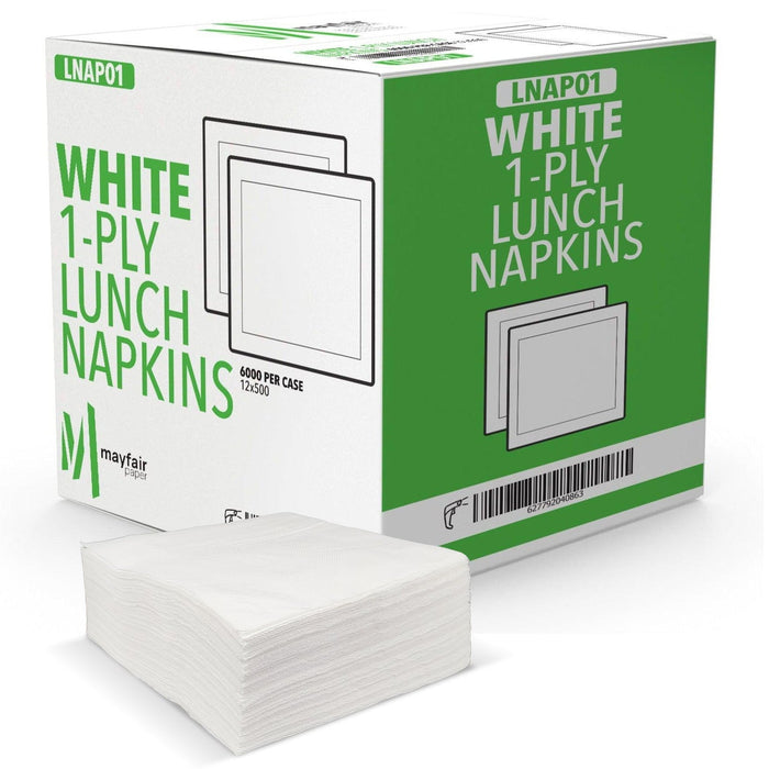 Mayfair - 1 Ply Lunch Napkins 1/4 Fold - White - LNAP01