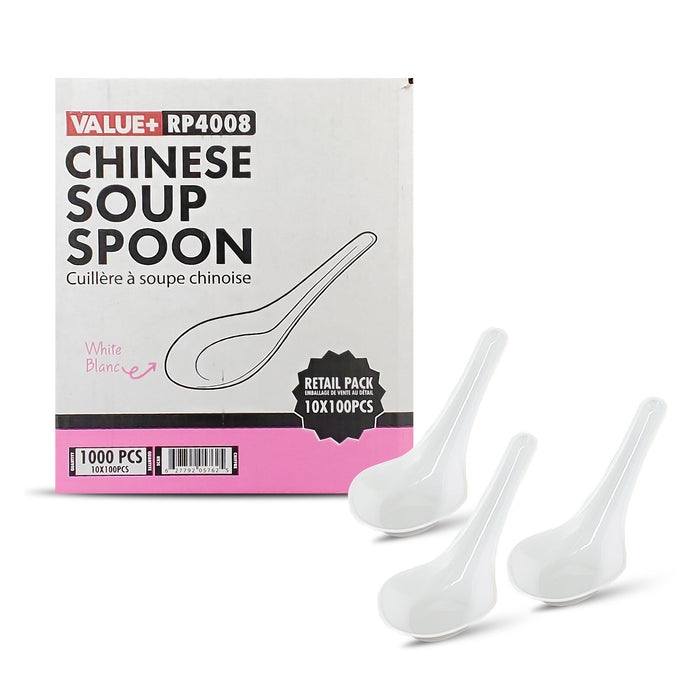 Value+ - Chinese Soup Spoon - White - Retail Pack - RP4008