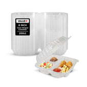 Value+ - Dual Lock - 8 in Medium Clear Hinged Containers - 3 Comp - CV883 Value+ - Dual Lock - 8 in Medium Clear Hinged Containers - 3 Comp - CV883