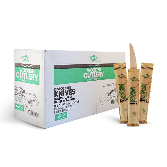 Eco-Craze - Wooden Knife - Individually Paper Wrapped