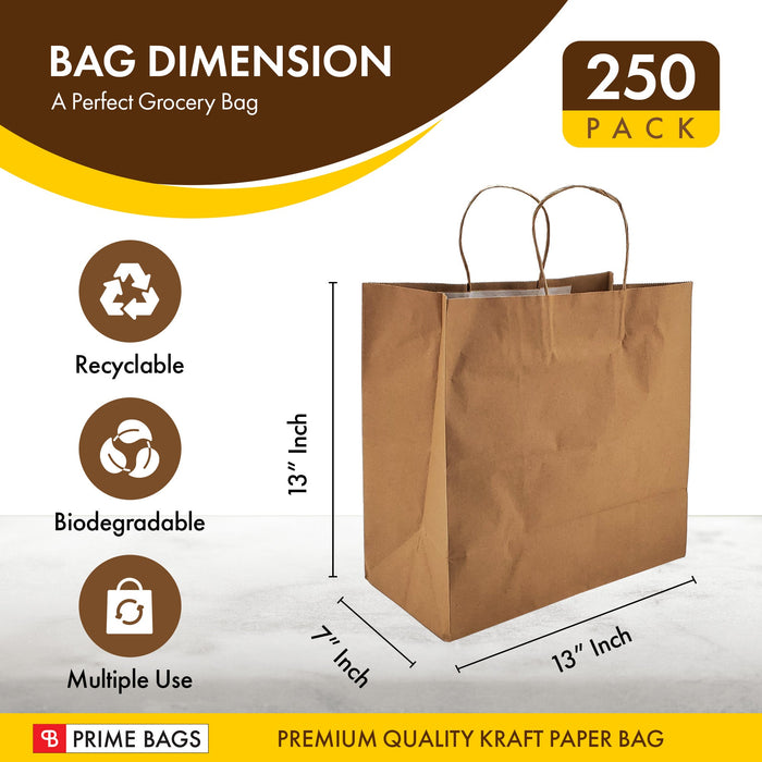 Prime Bags - Delta - Self Adhesive Paper Bags with Twisted Handles - 13x7x13