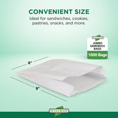 Eco Craze – Jumbo Sandwich Bags 6x2x9 – White Eco Craze – Jumbo Sandwich Bags 6x2x9 – White
