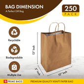 Prime Bags - Bella - Self Adhesive Paper Bags with Twisted Handles - 10x5x13 Prime Bags - Bella - Self Adhesive Paper Bags with Twisted Handles - 10x5x13