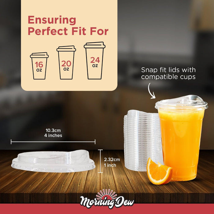Morning Dew - Sip Lids W/Lock Back Cover For CP16-CP24 Clear Pet Cup - 98mm - SIP-16LB