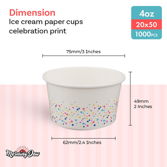 Morning Dew - 4oz - Ice Cream Paper Cups - Celebration Print - IPC4C