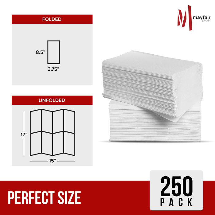 Mayfair - 1 Ply Dinner Napkins 1/8 Fold - White - DNAP01