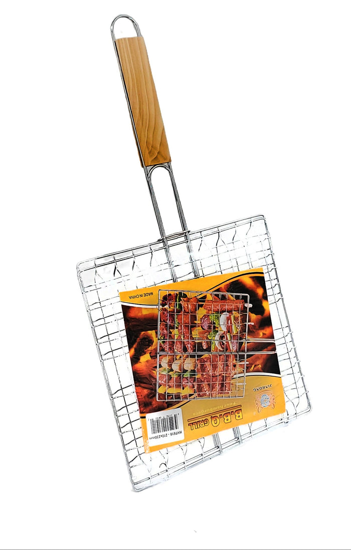 BBQ Grill Basket - 210x230mm Wood Handle
