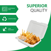 Eco-Craze - MFPP Clamshell Container - 9x6x2.6 - Double Lock - Vented - White Eco-Craze - MFPP Clamshell Container - 9x6x2.6 - Double Lock - Vented - White