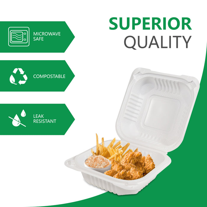 Eco-Craze MFPP Clamshell Container 6x6x2.6
