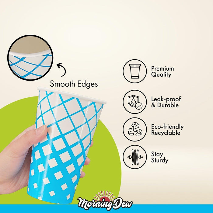 Morning Dew - 22oz Cold Paper Cups - Ice Blue Print - CPC22R
