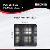 Pro-Kitchen - Black Rubber Anti-Fatigue Mat - 36''X36'' Pro-Kitchen - Black Rubber Anti-Fatigue Mat - 36''X36''