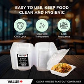 Value+ - Dual Lock - 9in Large Clear Hinged Containers - CV991 Value+ - Dual Lock - 9in Large Clear Hinged Containers - CV991