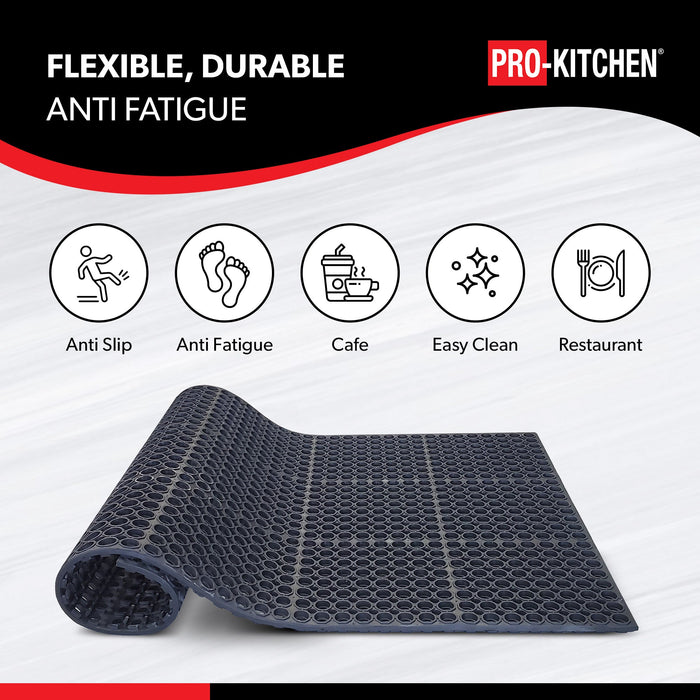 Pro-Kitchen - Black Rubber Anti-Fatigue Mat - 36''X36''
