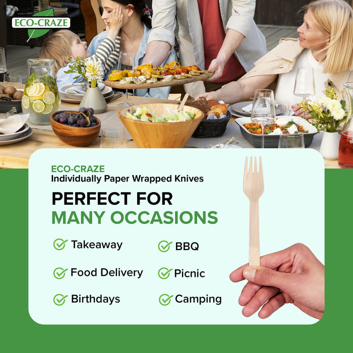 Eco-Craze - Wooden Fork - Individually Paper Wrapped