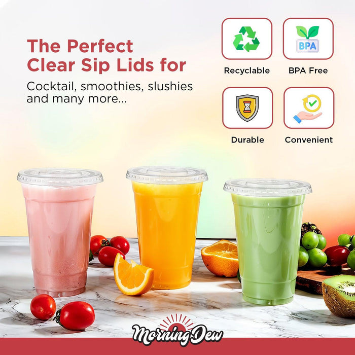 Morning Dew - X Straw Flat PET Lid for 16,22oz Cold Paper Cups - CPC16L