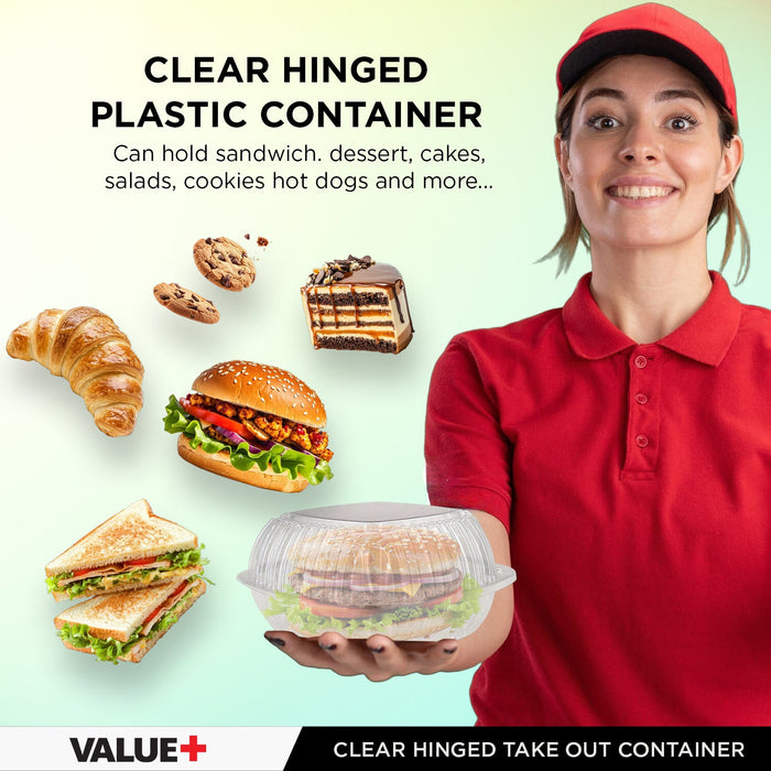 Value+ - Dual Lock - 5in Clear Hinged Containers - CV551