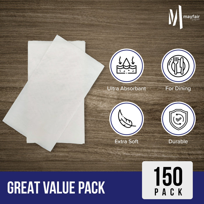 Mayfair - 2 Ply Dinner Napkins 1/8 Fold - White DNAP02
