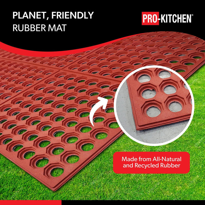 Pro-Kitchen - Red Rubber Mat-Terracotta-Grease Resistant-36
