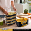 Rhino-Foil - Medium (53oz) Black & Gold Foil Cont. w/ Clear Dome Lid