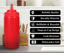 Pro-Kitchen - 16oz Squeeze Bottle - Standard - Red - QY410R Pro-Kitchen - 16oz Squeeze Bottle - Standard - Red - QY410R