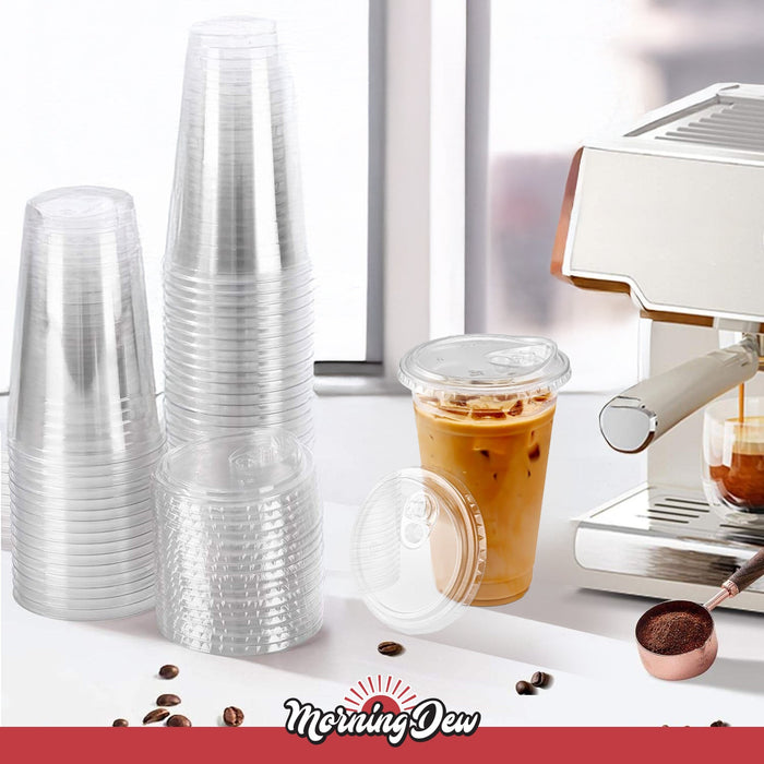 Morning Dew - Sip Lids W/Lock Back Cover For CP16-CP24 Clear Pet Cup - 98mm - SIP-16LB