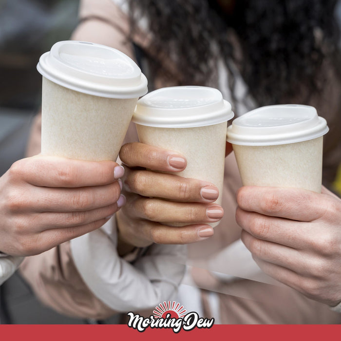 Morning Dew - Dome Sip Lid for 10-24 oz Hot Paper Cups - White - 10DL-W