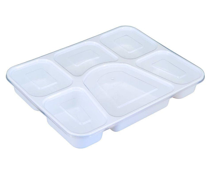 Value+ - 6 Comp Take-Out Thali with Lid - White - PP