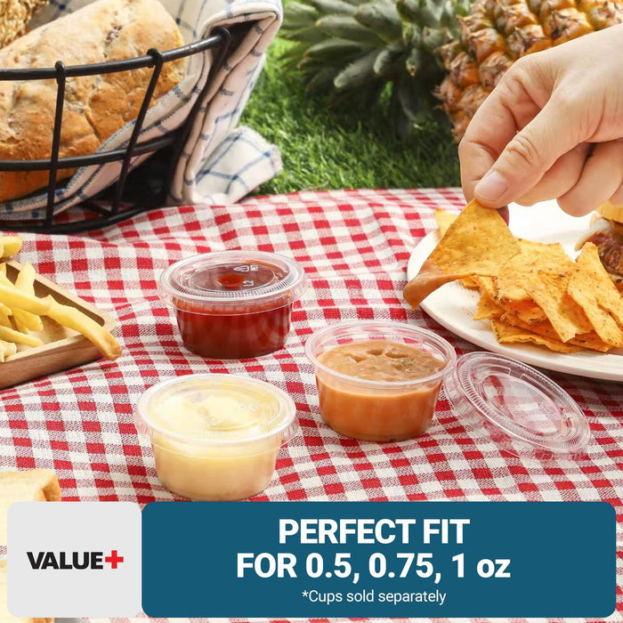 Value+ - 0.5oz-1oz PET Flat Portion Cup Lids - PC100L - 45mm