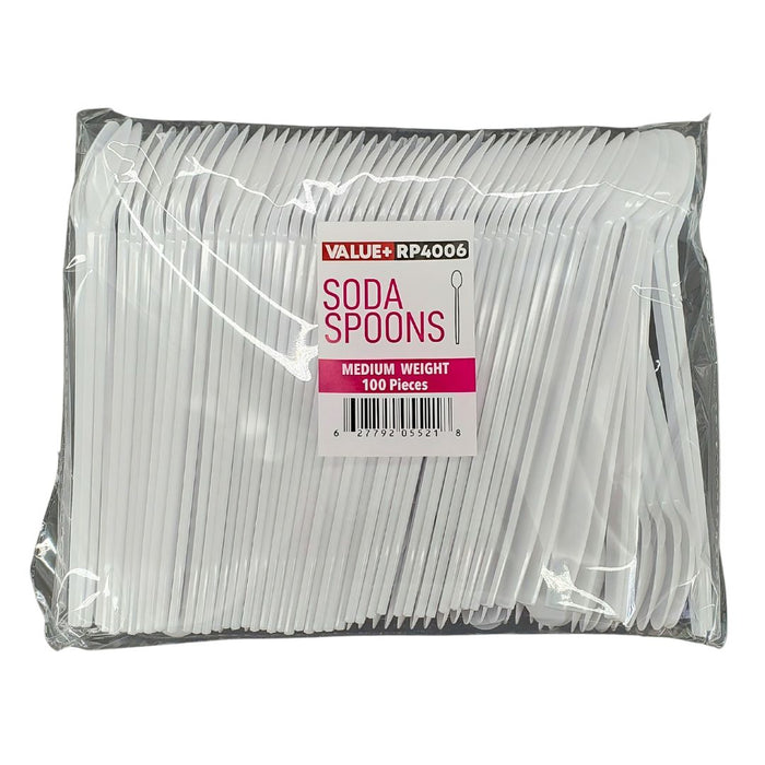 Value+ - Plastic - Soda Spoon - White - RP4006 - 8'' Approx.
