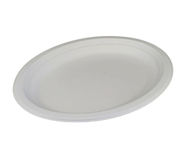 Eco-Craze - 12inch Oval Bagasse Plate - Retail Pack