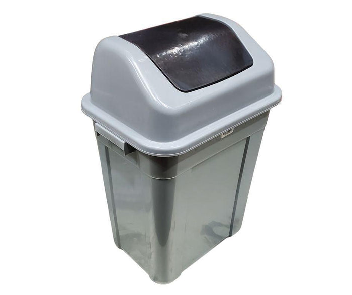 30L Square Waste Bin w/Push Lid - Grey