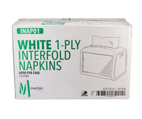 Mayfair - 1 ply Interfold Napkins 1/4 Fold - White - INAP01 Mayfair - 1 ply Interfold Napkins 1/4 Fold - White - INAP01