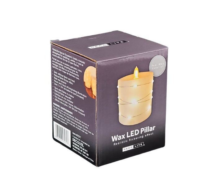 Deco Lite - LED Pillar w/String Lights - 3x3.1