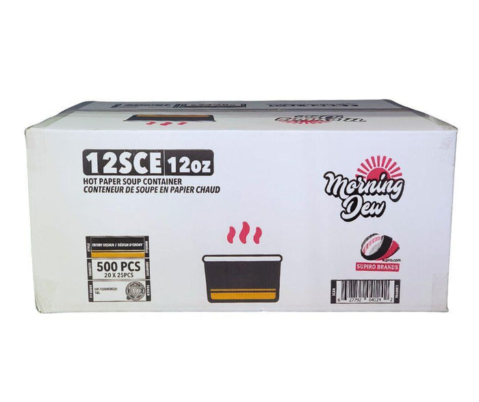 Morning Dew - 12 oz Paper Soup Container - Ebony Print - 12SCE