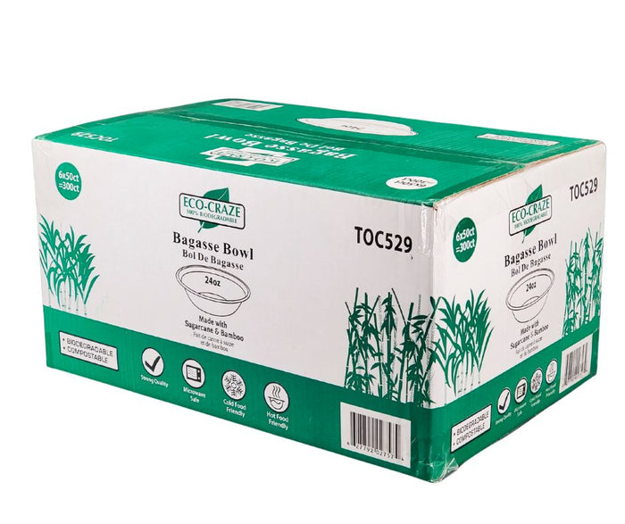 Eco-Craze - 24oz Round Natural Pulp Bowl - CR24