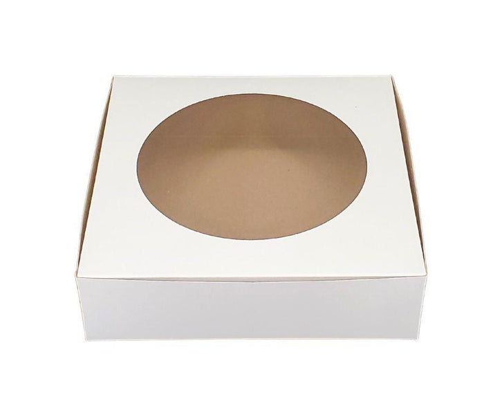 EB - White Cake Boxes - W/Window - 9x9x2.5 (Pie Box)