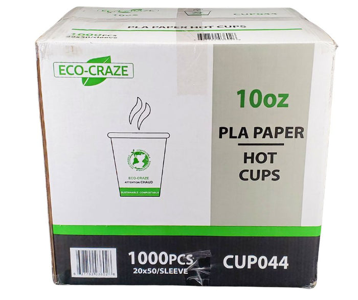 Eco-Craze - 10oz PLA Single Wall Hot Paper Cup