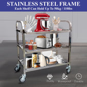Pro-Kitchen - 85x45x90cm - 3 Shelf Trolley - SS - Medium Pro-Kitchen - 85x45x90cm - 3 Shelf Trolley - SS - Medium