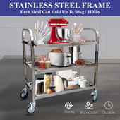 Pro-Kitchen - 85x45x90cm - 3 Shelf Trolley - SS - Medium Pro-Kitchen - 85x45x90cm - 3 Shelf Trolley - SS - Medium