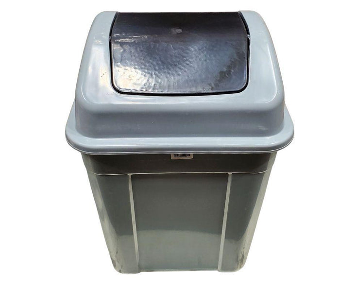 30L Square Waste Bin w/Push Lid - Grey