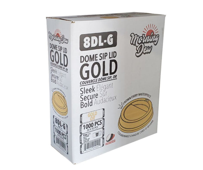 Morning Dew - Dome Sip Lid for 8oz Tall Hot Paper Cups - Gold - 8DL-G