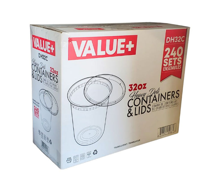 Value+ - 32oz Round Deli Container w/Lids