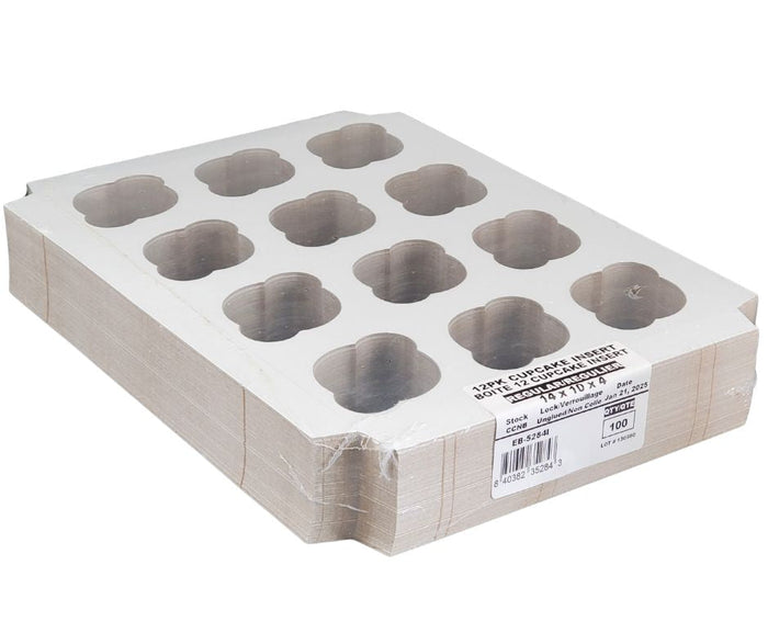 EB - 14 x 10 x 4 - 12 Cupcake Insert Fits Box - White - 5284I