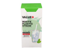Value+ - 10'' Ind. Wrapped Milkshake Straws – White – Plastic - 6 mm Value+ - 10'' Ind. Wrapped Milkshake Straws – White – Plastic - 6 mm