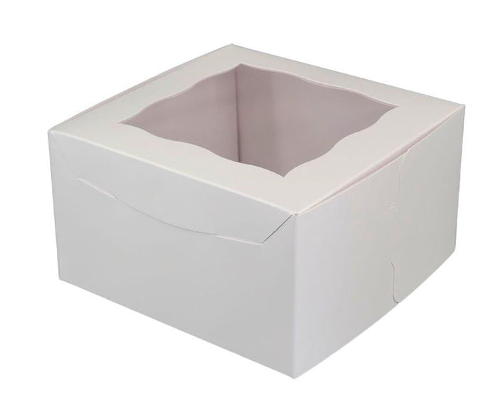 EB - 7 x 7 x 4 - 4 Cupcake Box with Window - White - 5281A