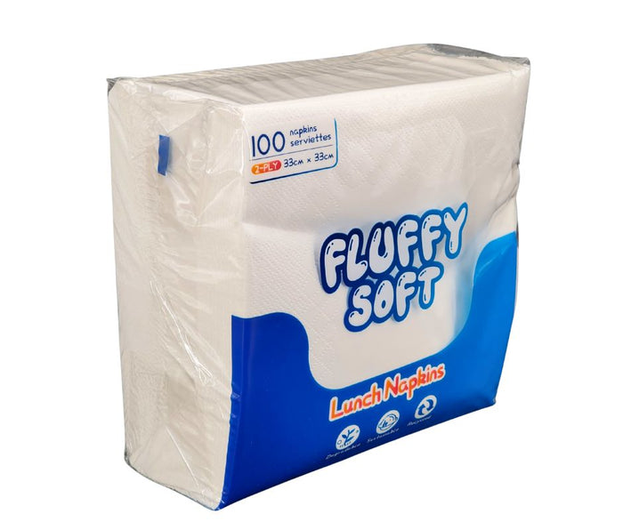 Fluffy Soft - Lunch Napkins - 2 ply - White