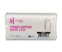 Mayfair - 3 ply Dinner Napkins 1/8 Fold - White - DNAP03 Mayfair - 3 ply Dinner Napkins 1/8 Fold - White - DNAP03