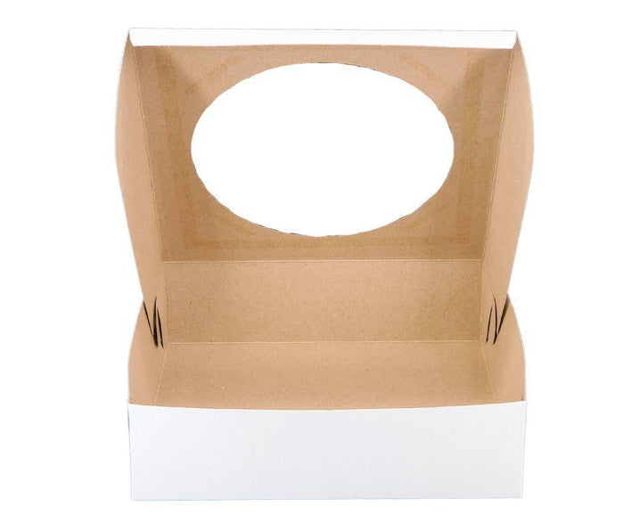 EB - White Cake Boxes - W/Window - 9x9x2.5 (Pie Box)